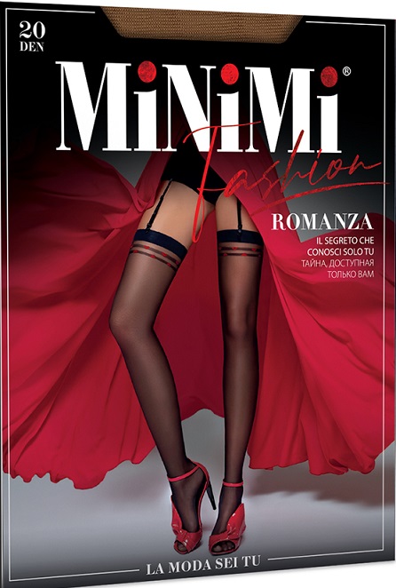 купить Чулки женские MINIMI calze ROMANZA 20 (чулки под пояс с сердечками) в интернет-магазине